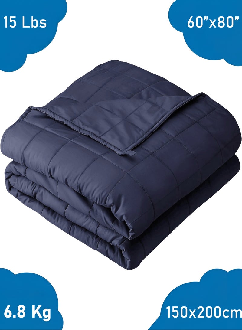 Fabienne Weighted Blanket 15lbs Single Size Adult Heavy Blanket 60"x80" Anxiety Relief Autism Therapy Insomnia Stress Relief Blanket Navy 6.8Kg 150x200cm - Image 1